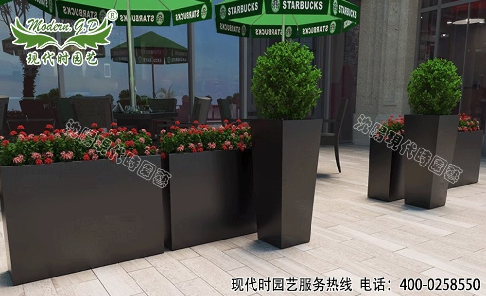 咖啡廳不銹鋼花箱定制