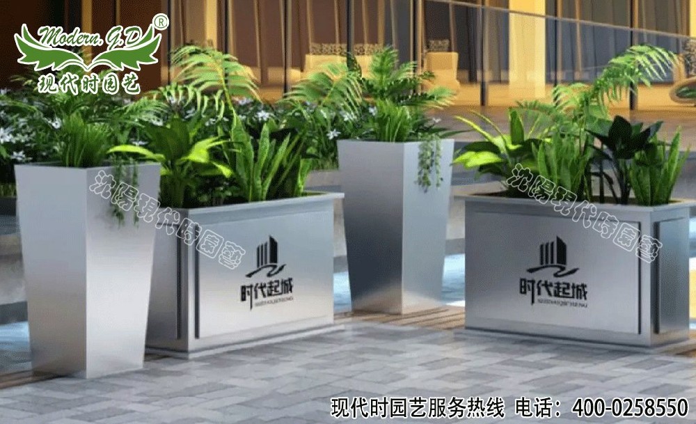 咖啡廳售樓處不銹鋼花箱定制